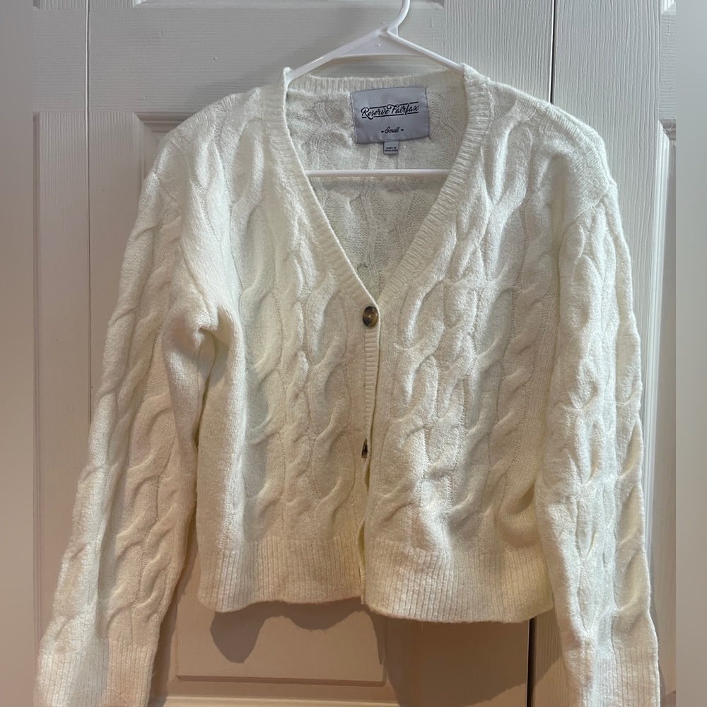 Reserve Fairfax Cream Button Up Sweater Size Small